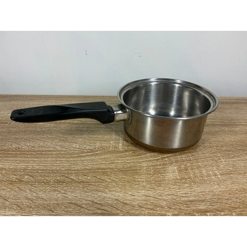 Vintage EKCO Flint 1 Quart Stainless Steel Copper Bottom Saucepan Pot USA 265